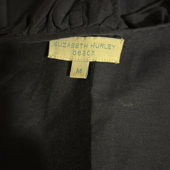 ELIZABETH Hurley Cotton Beach Navy Beach Cover Ruffle Neck and Sleeve size M - Picture 9 of 11